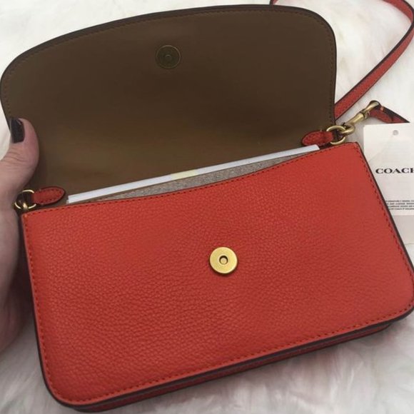 *SOLD* New Coach Polished Pebble Leather Hayden Crossbody - Red/Orange - Picture 7 of 10